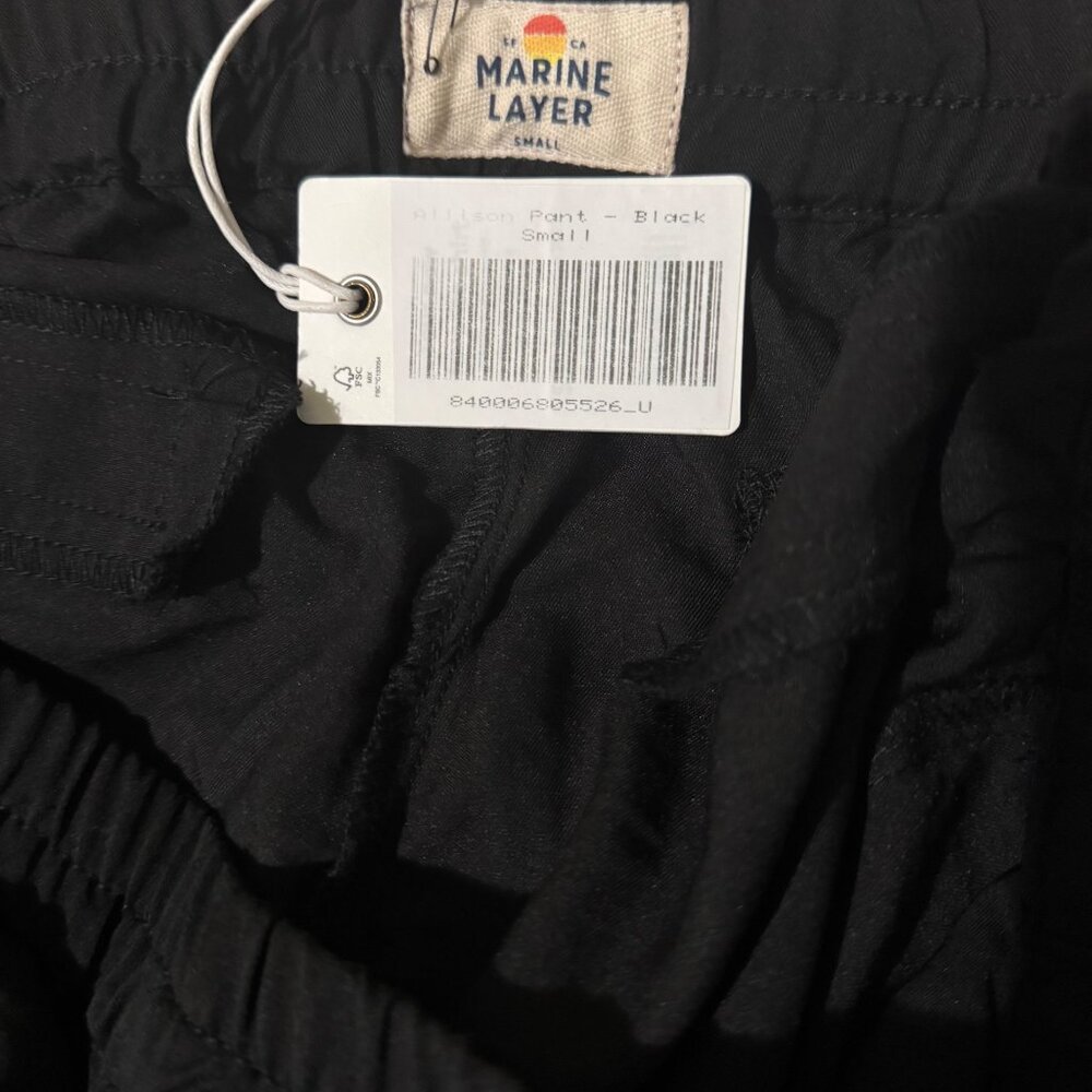 Marine Layer Allison Black Cropped Pants Small elastic waist light weight New - Picture 14 of 14